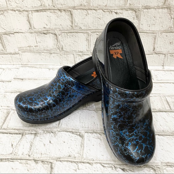 DANSKO XP Moon Blue/Black Patent Leather Professional XP Clogs Size 38 7.5-8US - Picture 2 of 16